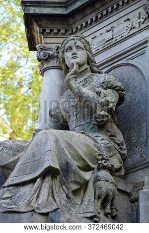 Fragment Of The Fountain By Jan Von Werth. Mad Of Great Girl. Cologne. Germany. April 2019