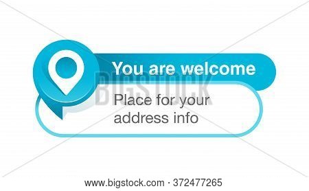 Address Block Template For Website Or Banner - Creative Decorated Frame With Geo Location Pin (marke