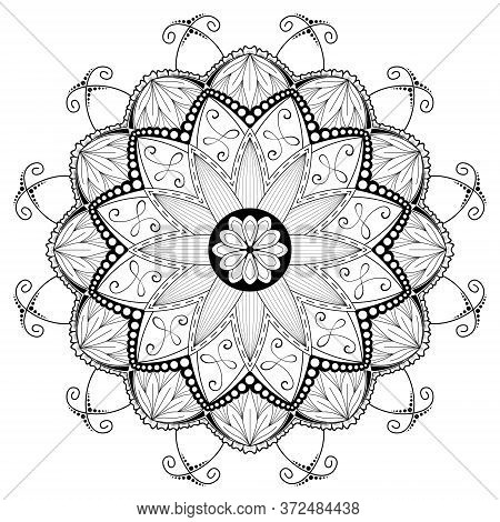 Black And White Round Mandala Vector Illustration