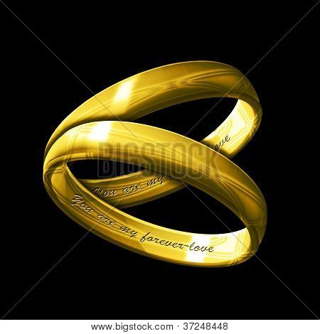 A Matching Pair Of Inscribed Gold Rings
