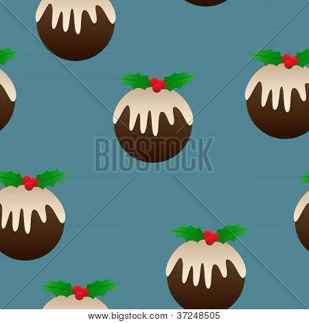 Christmas Plum Pudding Seamless Background