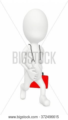 3d character , medical pratitioner , doctor running - 3d rendering