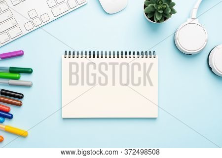 Top View With Copy Space Of Office Desk With Accessories