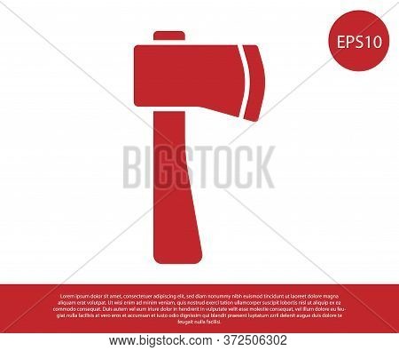 Red Wooden Axe Icon Isolated On White Background. Lumberjack Axe. Vector Illustration