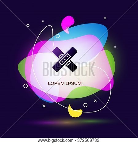 Black Crossed Bandage Plaster Icon Isolated On Blue Background. Medical Plaster, Adhesive Bandage, F