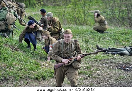 Russia, St. Petersburg, 13,05,2012 Reconstruction Of The Battles Of The Second World War