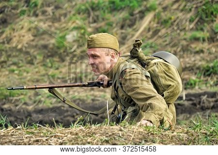 Russia, St. Petersburg, 13,05,2012 Reconstruction Of The Battles Of The Second World War