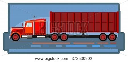 Logistics Delivery Of Containers By Car. Vector Illustration. Container Ship. Cargo Services Of Comp