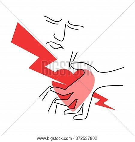 Heart Attack Myocardial Cardiac Infarction - Man Holds His Chest In Fit Of Pain (lightning Stricken 