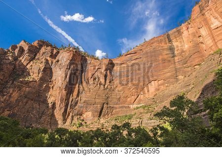 Amazing Landscape Three Patriarchs Zion National Park Blue Sky