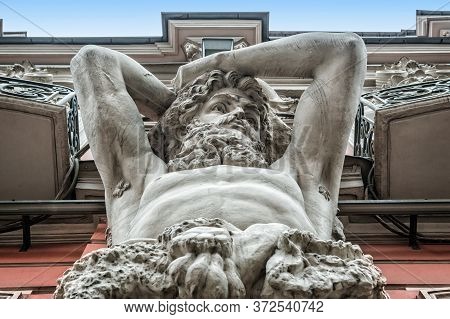 Masculine Figure Of The Atlant Of The Beloselsky-belozersky Palace In St. Petersburg