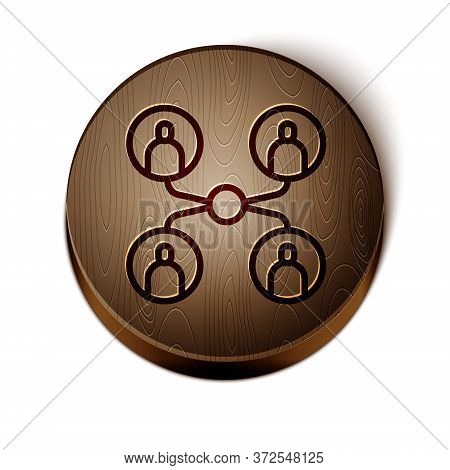 Brown Line Online Class Icon Isolated On White Background. Online Education Concept. Wooden Circle B