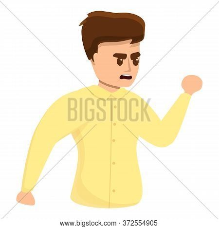 Agressive Boy Icon. Cartoon Of Agressive Boy Vector Icon For Web Design Isolated On White Background