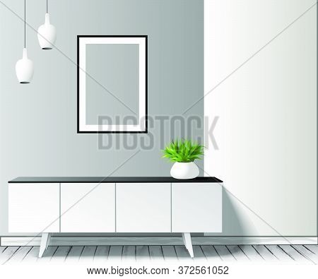 Loft And Vintage Interior Of Living Room. 
Vector Illustration Of The Interior.