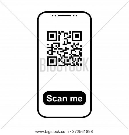 Mobil Scan Flat Icon Isolated On White Background. Qr Code Reader Vector Illustration