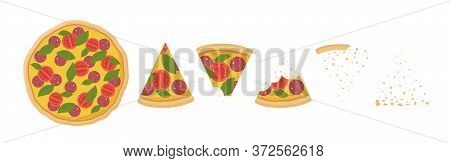Step By Process Eating Pizza Illustration. Juicy