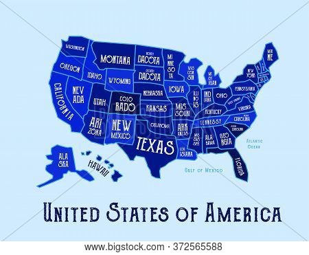Usa State Map Vector Illustrastion On Light Blue Background