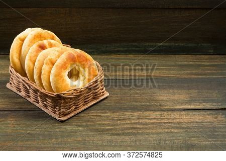 Pandequeso Traditional Colombian Food - Wood Background