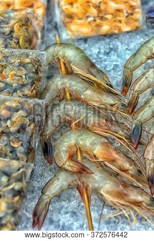 Shrimp On A Stick, Thai Food On The Street Market