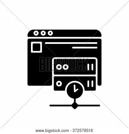 Caching Black Glyph Icon. Modern Internet Technology For User Convenience Silhouette Symbol On White
