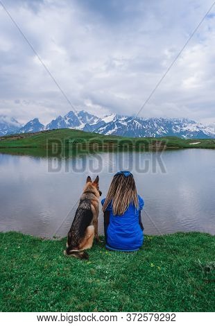 Mountain Lakes Of Koruldi. Caucasian Mountains. The Peaks Of The Snowy Mountains Are Reflected In Th