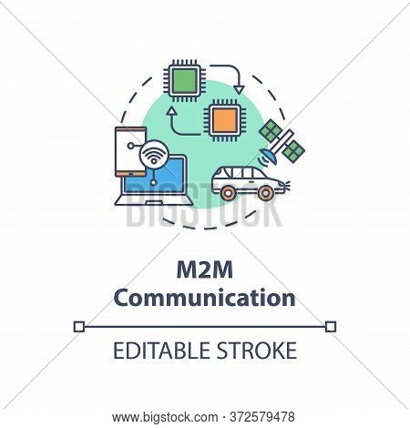 M2m Communication Concept Icon. Remote Connection For Technology. Wireless Information Exchange Betw