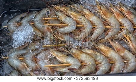 Shrimp On A Stick, Thai Food On The Street Market