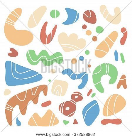 Abstract Figures, Drawings A Set Of Stock Vector Illustrations. Circles, Ovals, Curved Shapes, Trian