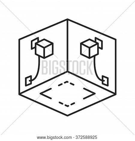 Virtual Reality Play Area Black Line Icon. Cyberspace, Simulation, Interactive. Pictogram For Web Pa