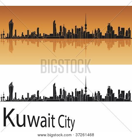 Kuwait City skyline in oranje achtergrond