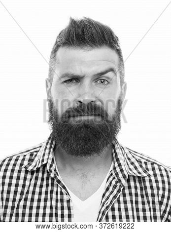 Mature Hipster With Beard. Trendsetter Hipster With Mustache Isolated On White. Mustachioed And Bear