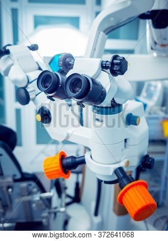 Consultation With An Ophthalmologist. Medical Equipment. Coreometry.
