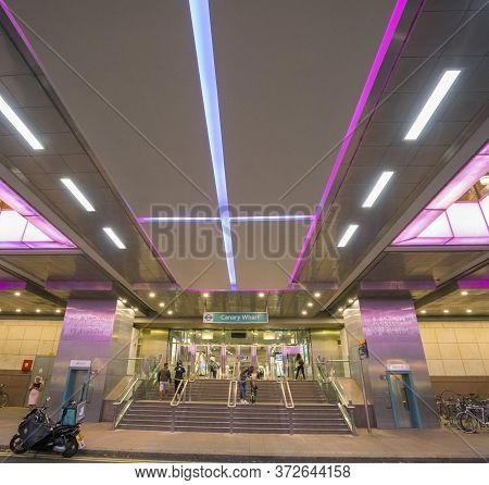 Dlr Train Station At Canary Wharf London - London, United Kingdom - September 14, 2016