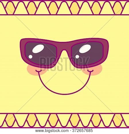 Vector Template Cute Sun. Print For Disposable Tableware
