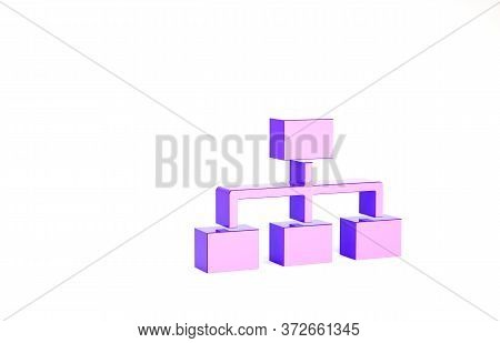 Purple Business Hierarchy Organogram Chart Infographics Icon Isolated On White Background. Corporate