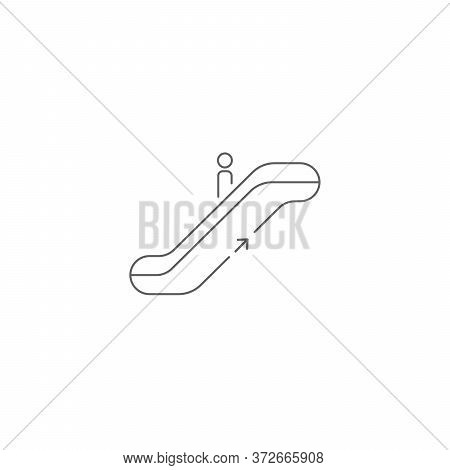 Escalator Going Up Information Signal Linear Icon With Arrow. Stock Vector Illustration Isolated On 