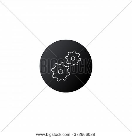 Two Linear Gear Wheels In Circle. Mechanic Symbol. Teamwork Concept. Stock Vector Illustration Isola