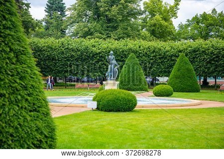 Podebrady, Czech Republic - 7.06.2020: Kolonada Street In Czech City Podebrady Decorated By Beautifu