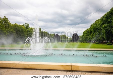 Podebrady, Czech Republic - 7.06.2020: Kolonada Street In Czech City Podebrady Decorated By Beautifu