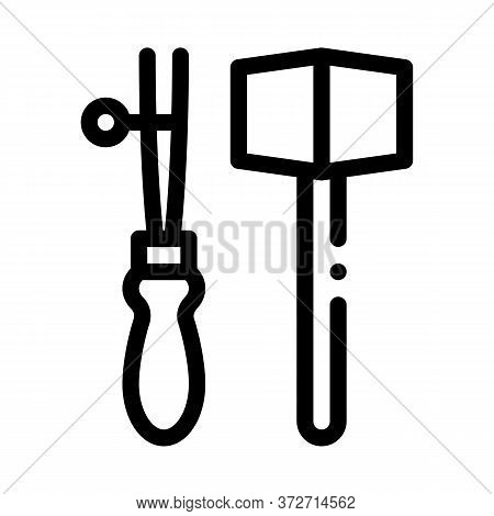 Leather Craft Tools Icon Vector. Leather Craft Tools Sign. Isolated Contour Symbol Illustration