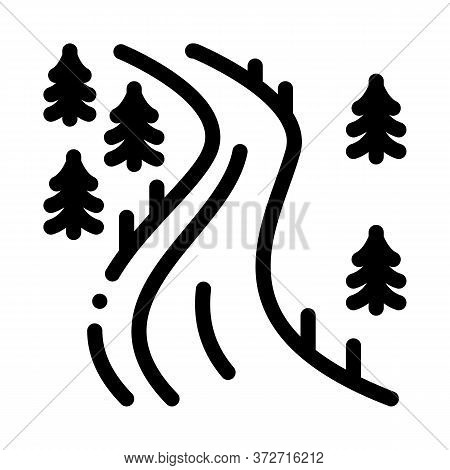 Ski Track Icon Vector. Ski Track Sign. Isolated Contour Symbol Illustration