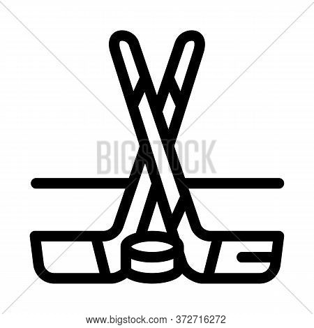 Hockey Sticks And Shim Icon Vector. Hockey Sticks And Shim Sign. Isolated Contour Symbol Illustratio