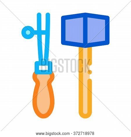 Leather Craft Tools Icon Vector. Leather Craft Tools Sign. Color Symbol Illustration