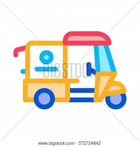 Tuk Tuk Food Delivery Icon Vector. Tuk Tuk Food Delivery Sign. Color Symbol Illustration