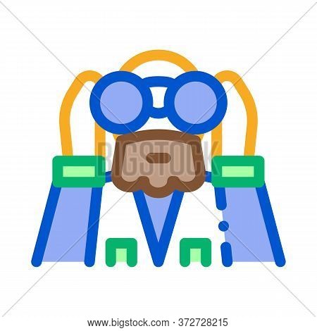 Forester Looking Binoculars Icon Vector. Forester Looking Binoculars Sign. Color Symbol Illustration