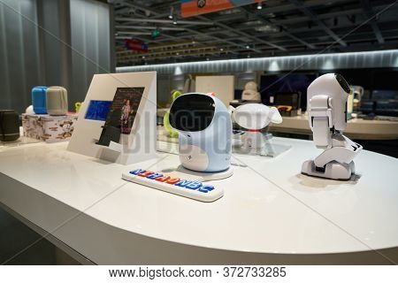 SHENZHEN, CHINA - CIRCA APRIL, 2019: interior shot of China International Consumer Electronics Exchange/Exhibition Center (CEEC) at UpperHill in Shenzhen.