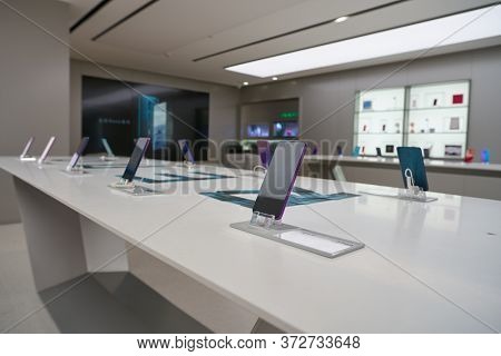 SHENZHEN, CHINA - CIRCA APRIL, 2019: interior shot of China International Consumer Electronics Exchange/Exhibition Center (CEEC) at UpperHill in Shenzhen.