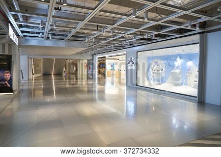 SHENZHEN, CHINA - CIRCA APRIL, 2019: interior shot of China International Consumer Electronics Exchange/Exhibition Center (CEEC) at UpperHill in Shenzhen.