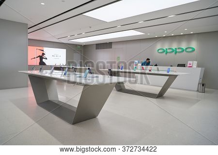 SHENZHEN, CHINA - CIRCA APRIL, 2019: interior shot of China International Consumer Electronics Exchange/Exhibition Center (CEEC) at UpperHill in Shenzhen.