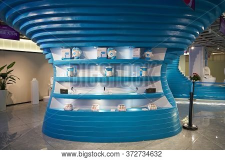 SHENZHEN, CHINA - CIRCA APRIL, 2019: interior shot of China International Consumer Electronics Exchange/Exhibition Center (CEEC) at UpperHill in Shenzhen.